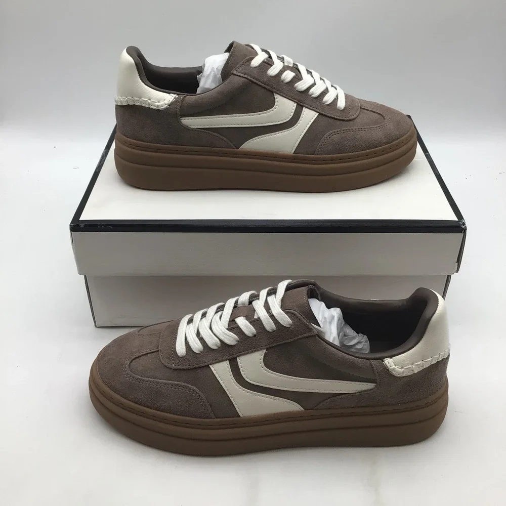 Steve Madden Dodge Taupe Suede Platform Sneakers Womens Size 10 Low‎ Top NEW